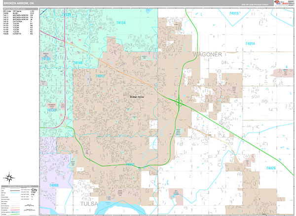 Broken Arrow, OK Wall Map